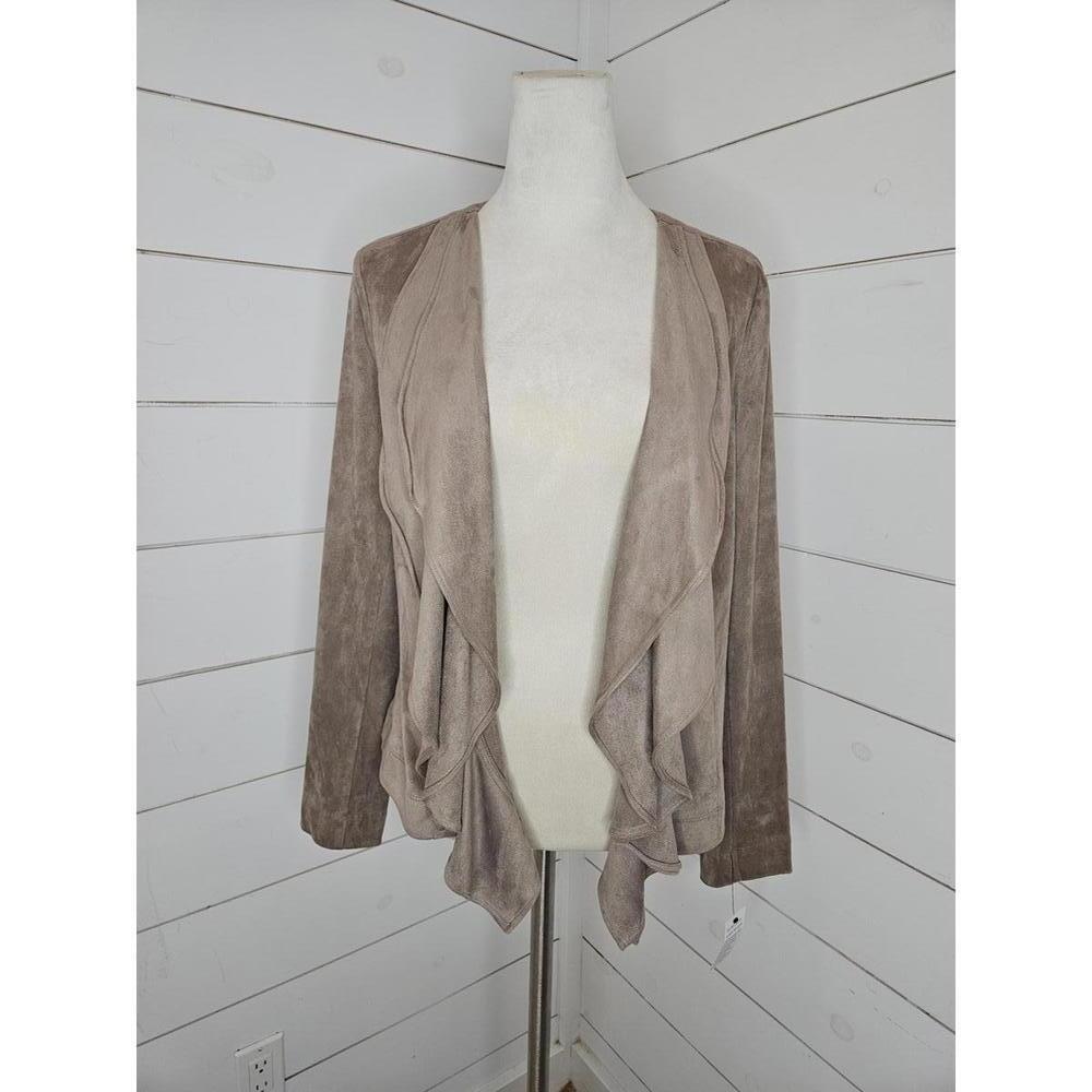 NWT NY Collection medium tan faux suede swing cardigan